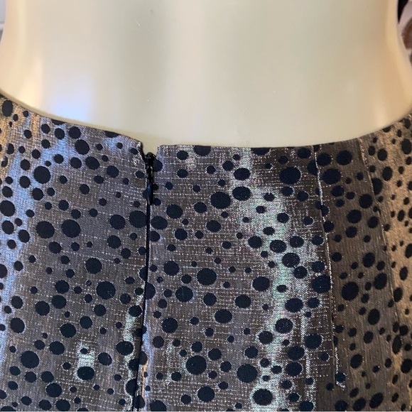 Tahari polka dot metallic skirt features a sexy slit. Fresh from the runway. - Picture 2 of 7